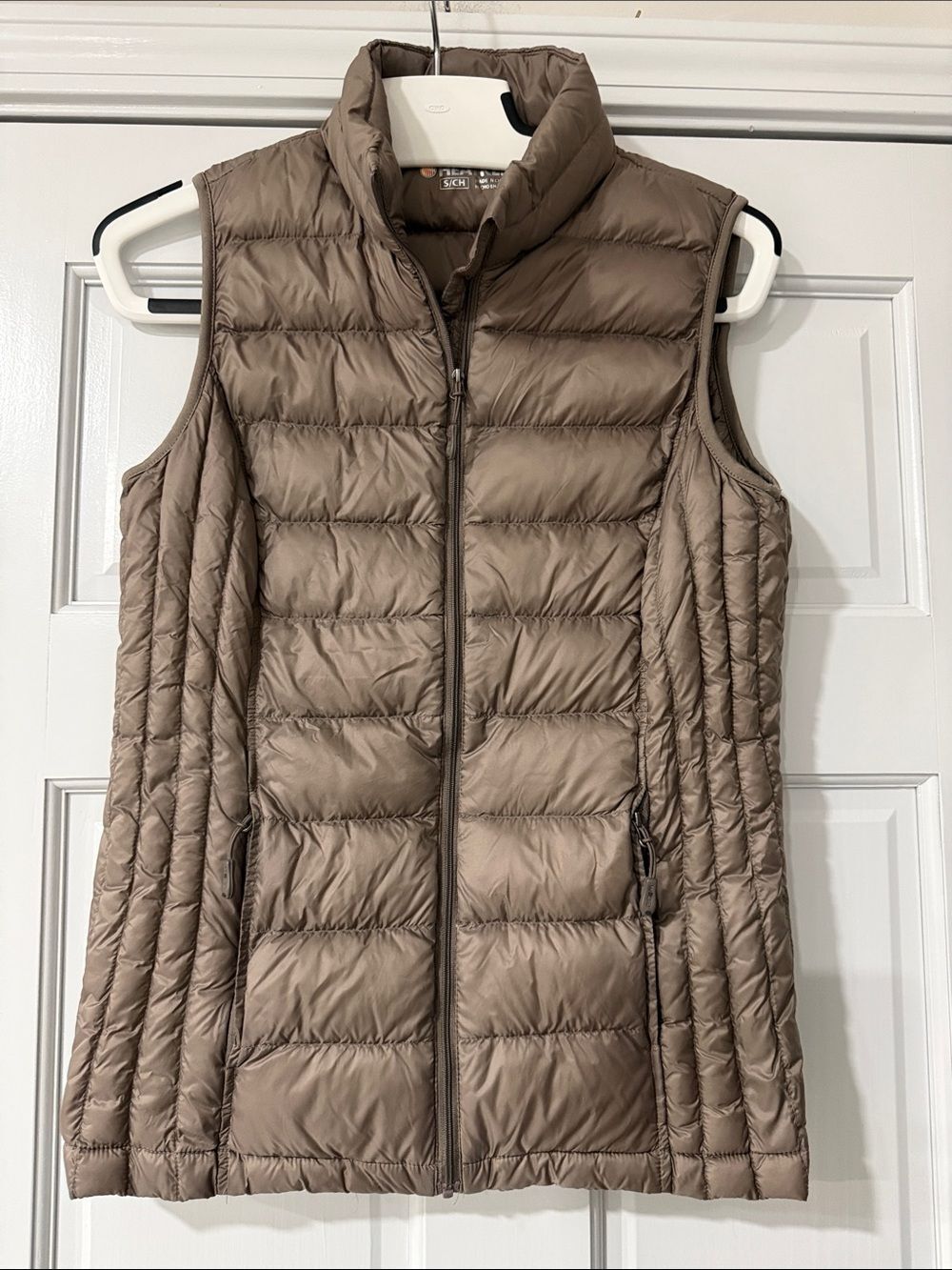 Heatkeep Women's Light Brown Taupe Insulated Puffer Vest Zip Front Small